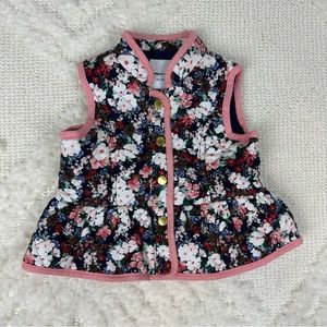 Janie and Jack Baby Girl Quilted Peplum Vest Floral Size 6-12 M